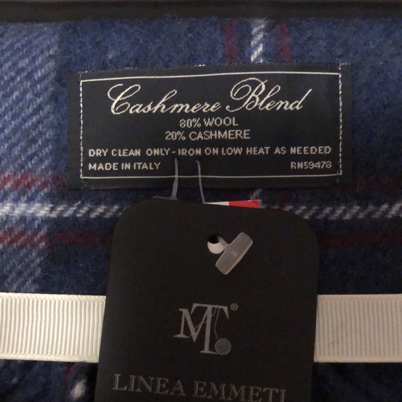 Linea Emmeti Cashmere Blend Plaid Scarf Made in Italy - Picture 3 of 4
